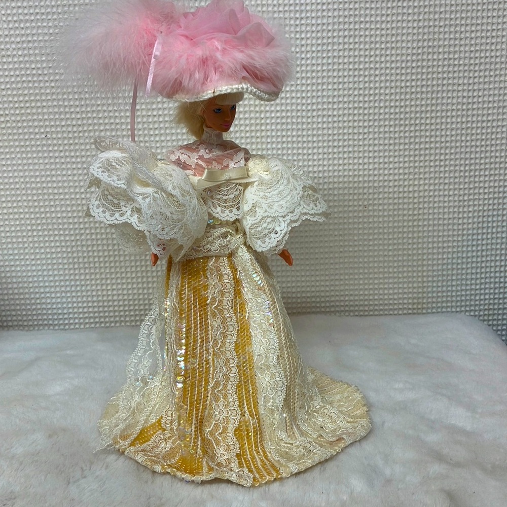 Barbie Doll with Homemade Sequins and Lace Dress.